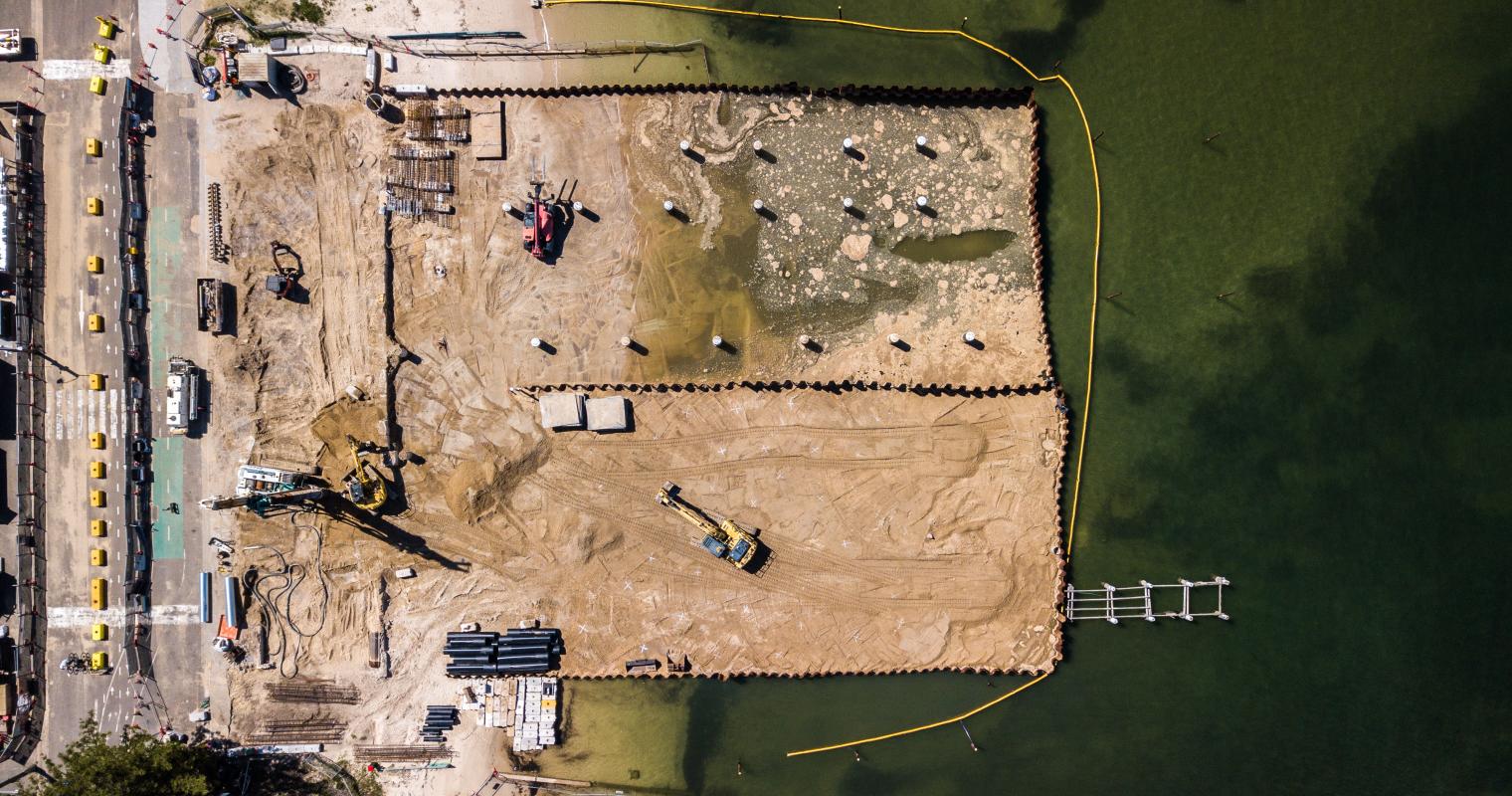image of a helicopter view of a construction site