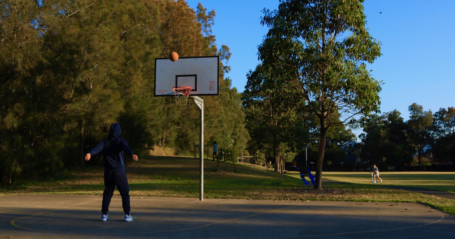 image of a person throwing a basketball into a hoop